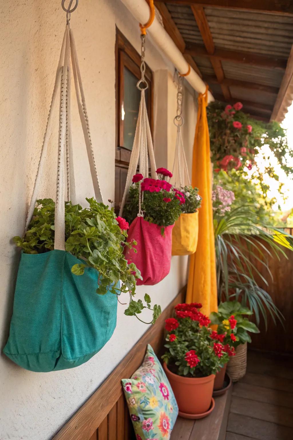 Fabric planters add a soft, personalized touch to your decor.