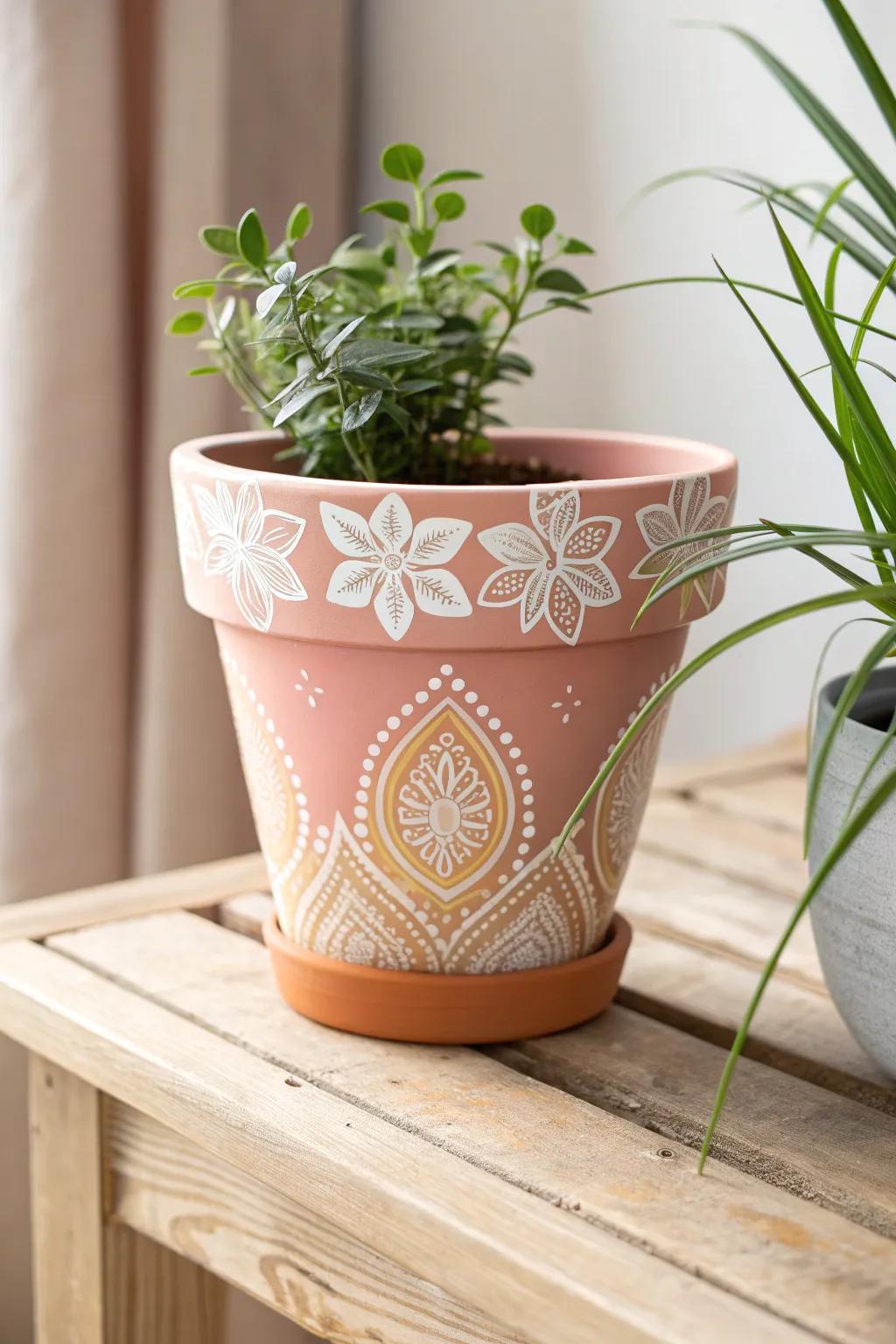 Transform your space with a touch of artistic elegance: DIY painted plant pots that blend minimalism with bohemian charm.