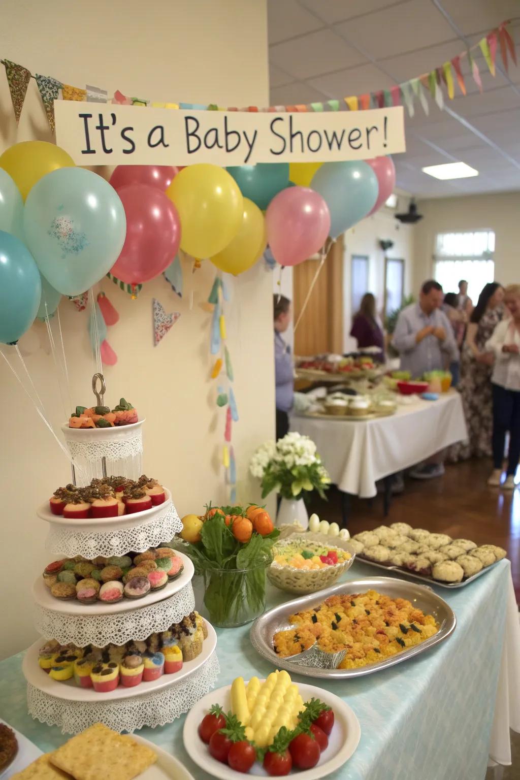 Personalized buffet catering for a baby shower