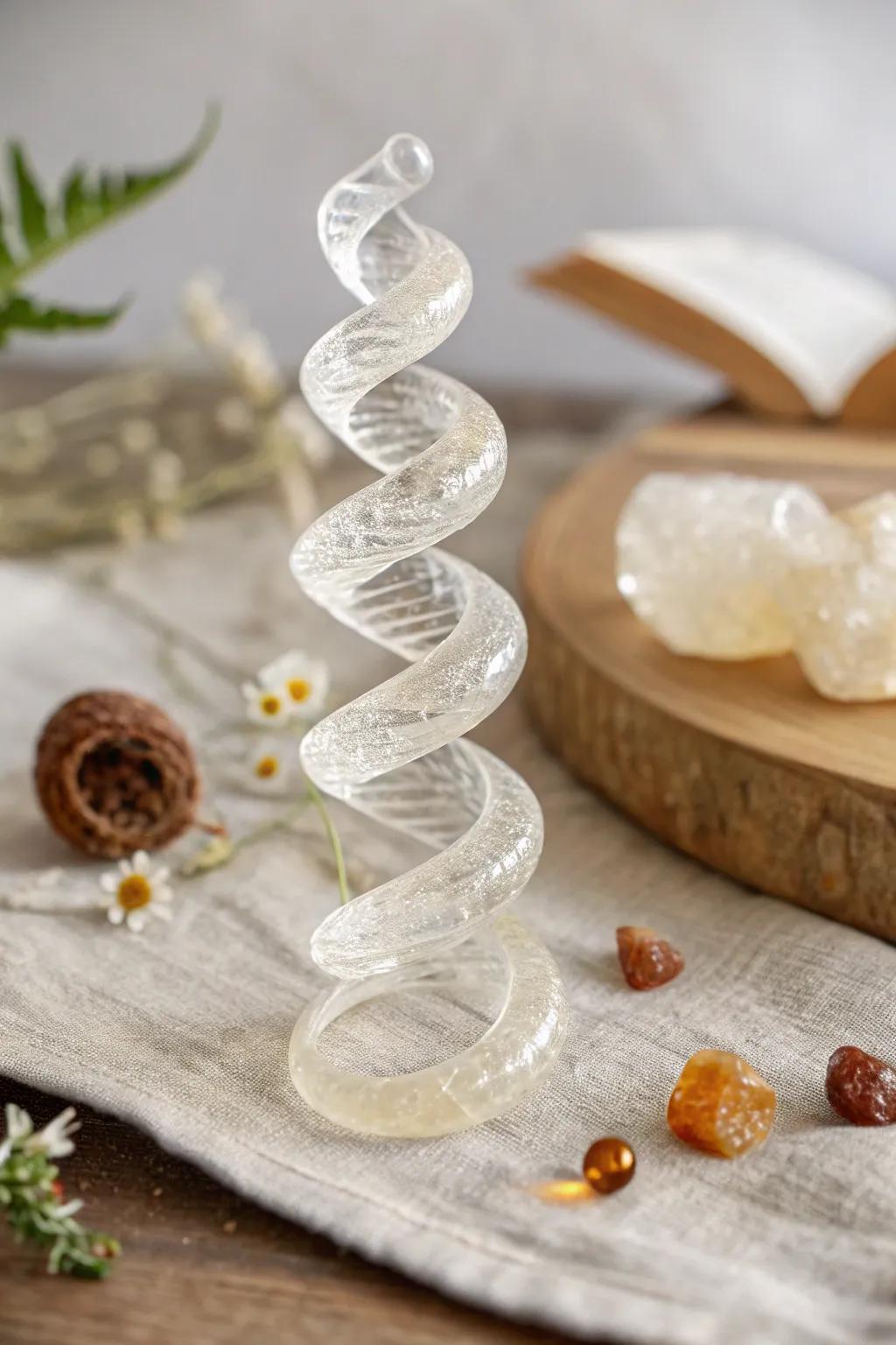 Delicate Spirals: Elevate your desserts with the elegance of isomalt artistry.