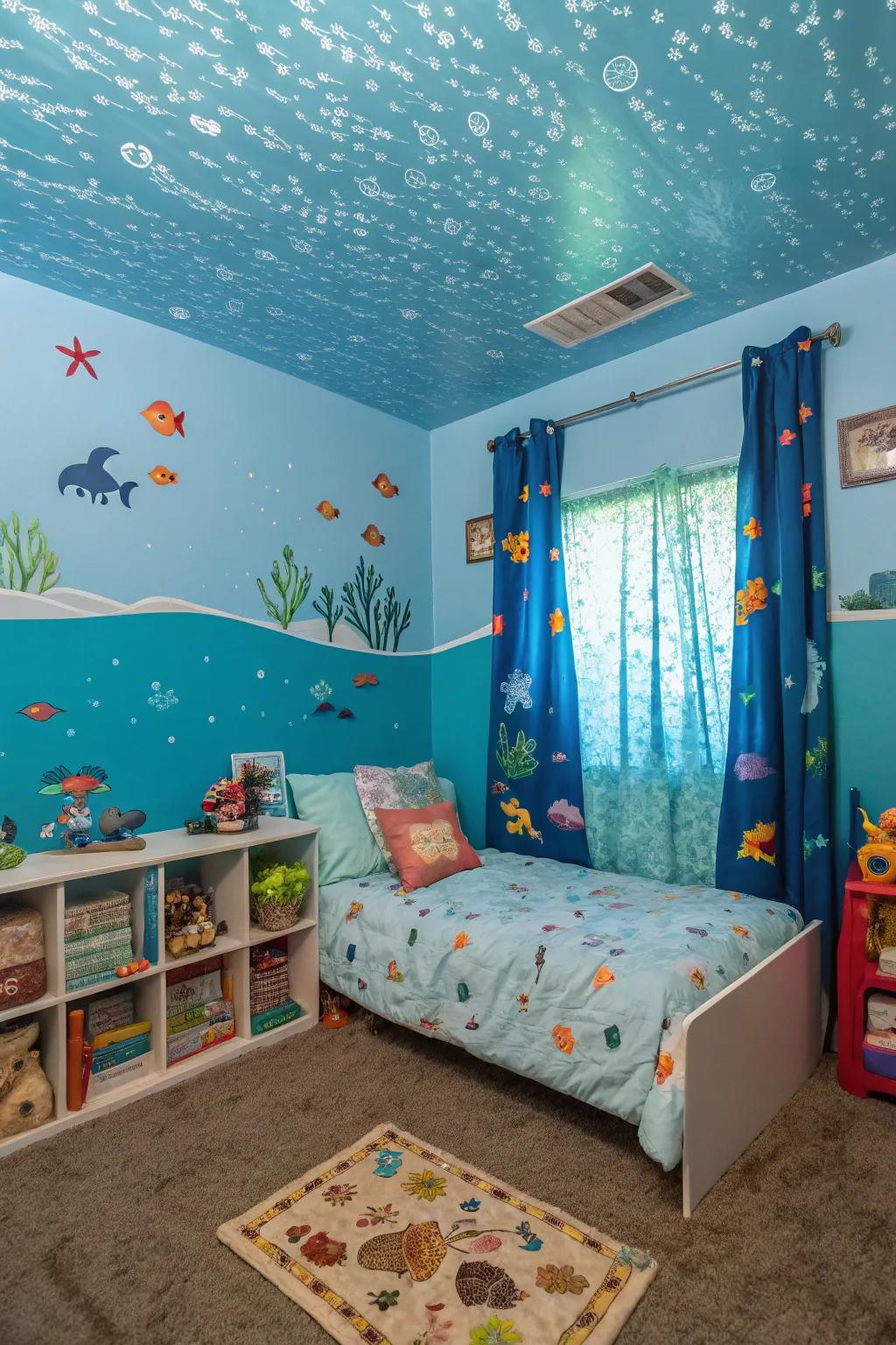 An under-the-sea themed bedroom that brings the ocean's magic indoors.