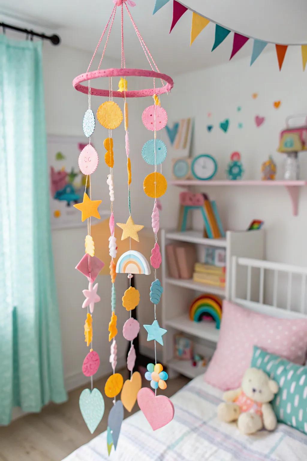 A DIY mobile adds whimsy and movement to any child’s space.