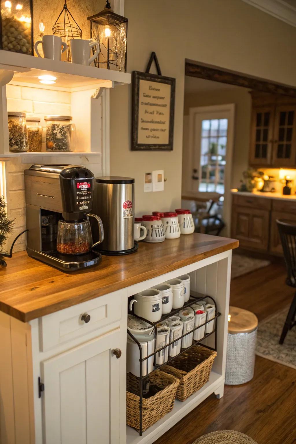 A dedicated coffee station for your daily caffeine fix.