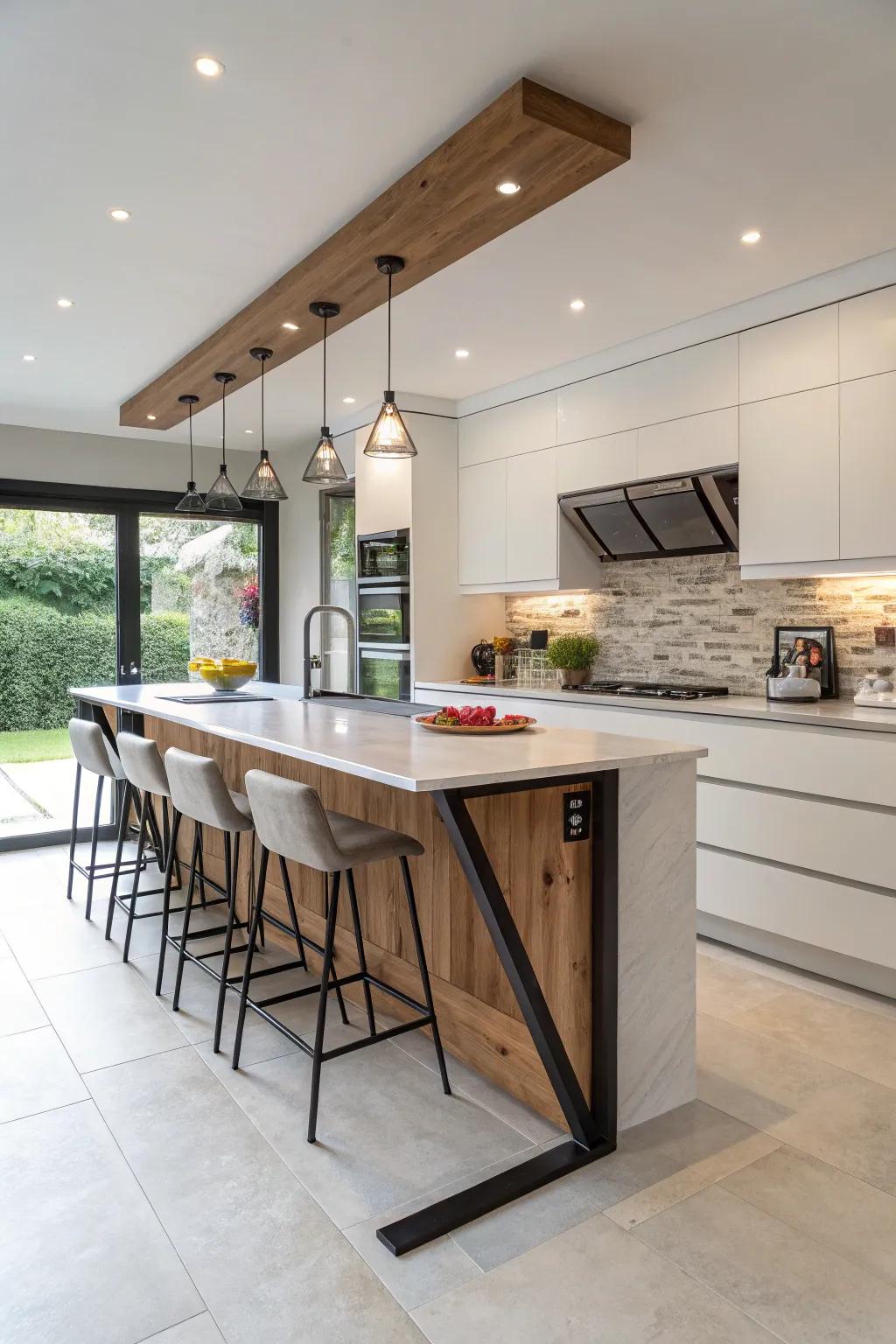 A floating counter that adds a modern touch to the kitchen.