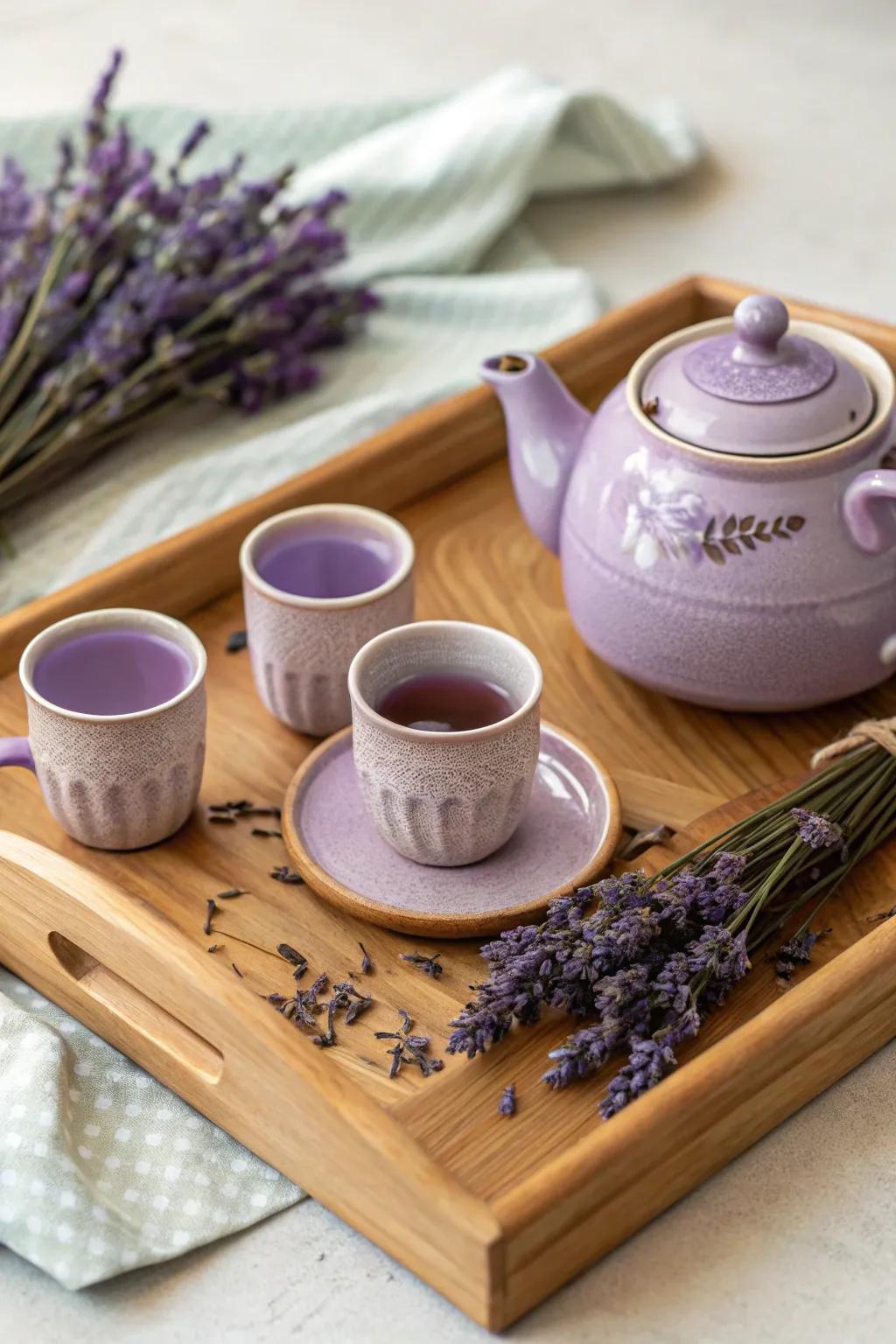 Lavender tea set for a cozy tea time.