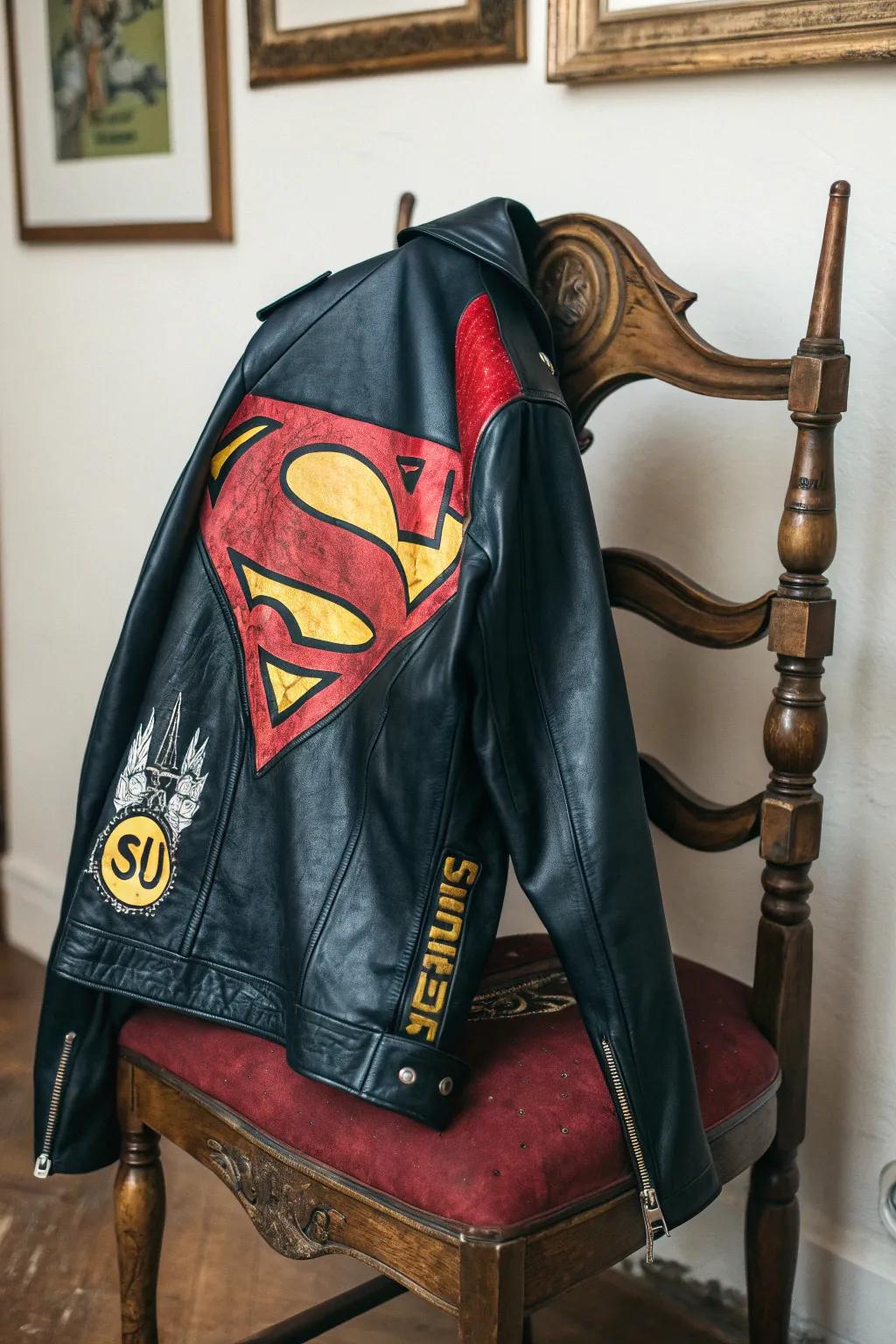 Unleash your fandom with this striking hand-painted leather masterpiece.