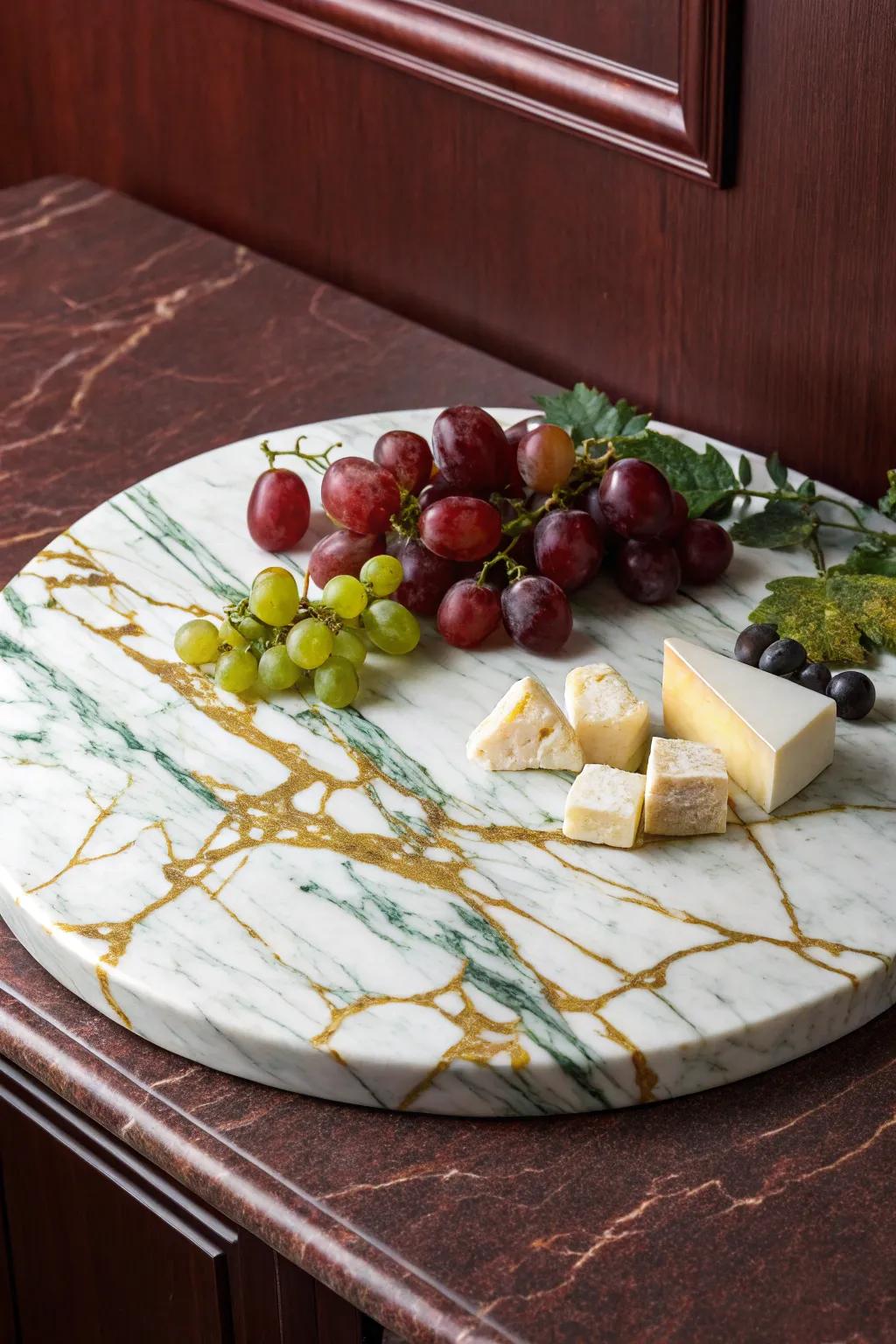 Elevate your gatherings with a stunning marble serving platter that combines natural elegance and bold craftsmanship.