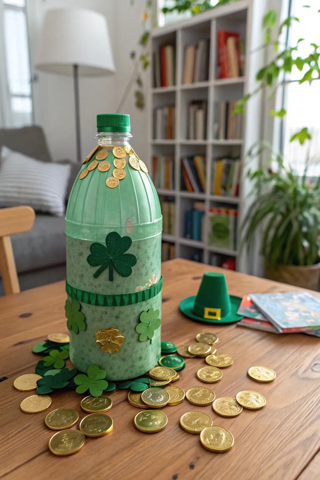 A clever bottle trap that captures leprechauns with ease.