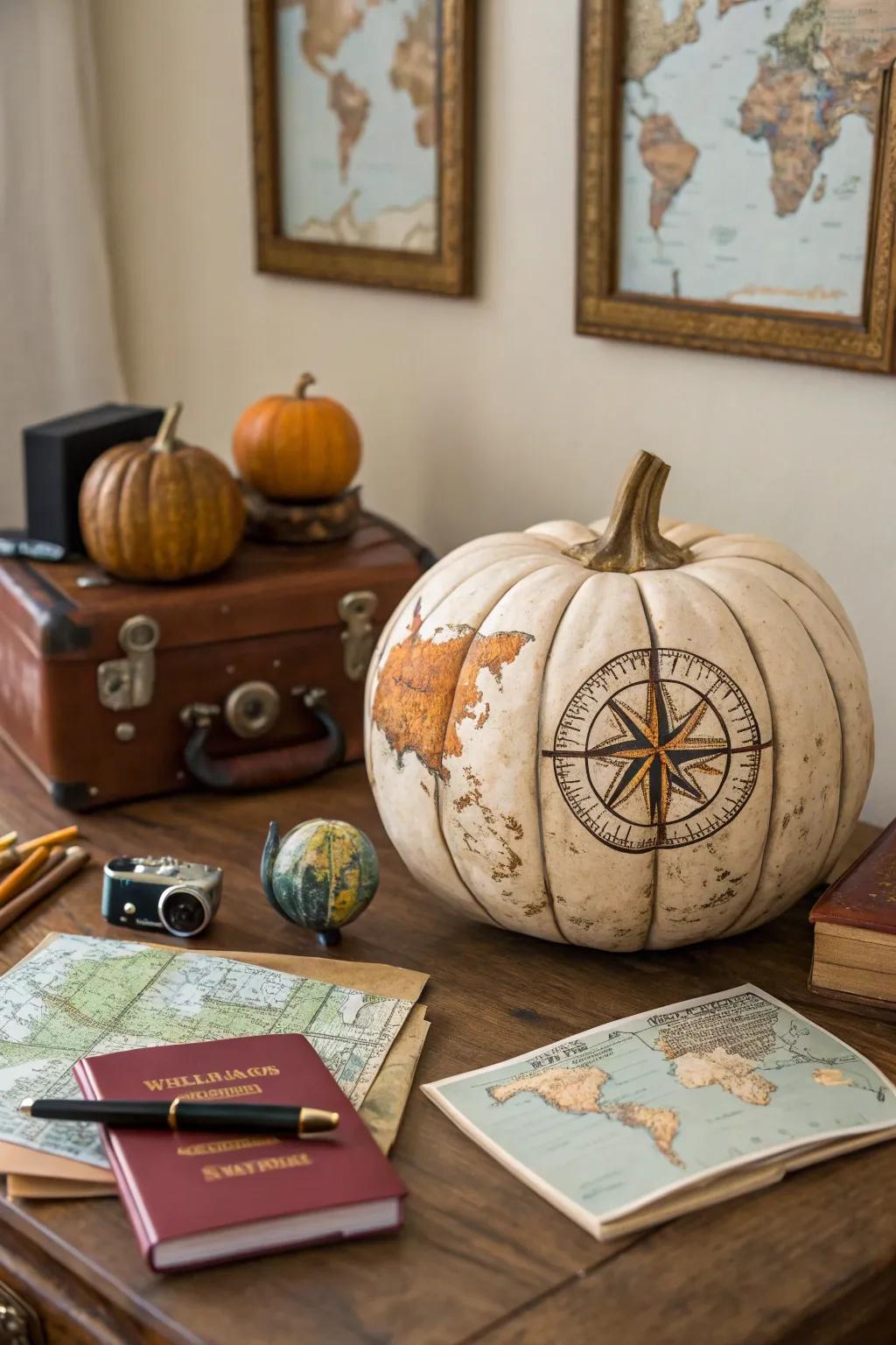 Embark on an adventure with a pumpkin that captures the spirit of exploration.