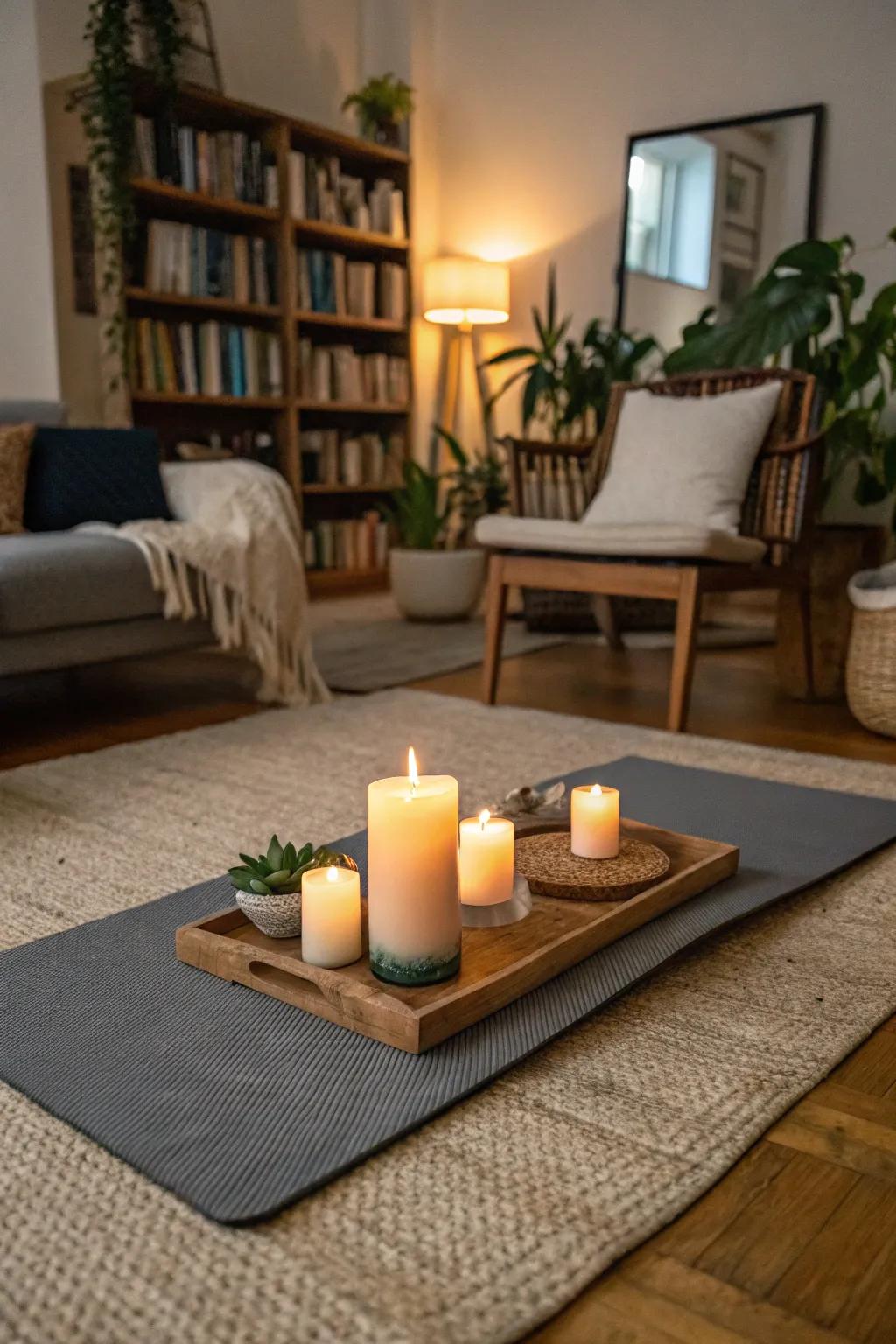 A serene meditation nook for relaxation and mindfulness.