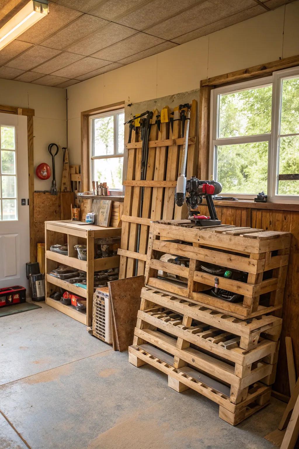 DIY pallet racks offer an eco-friendly and customizable storage option.