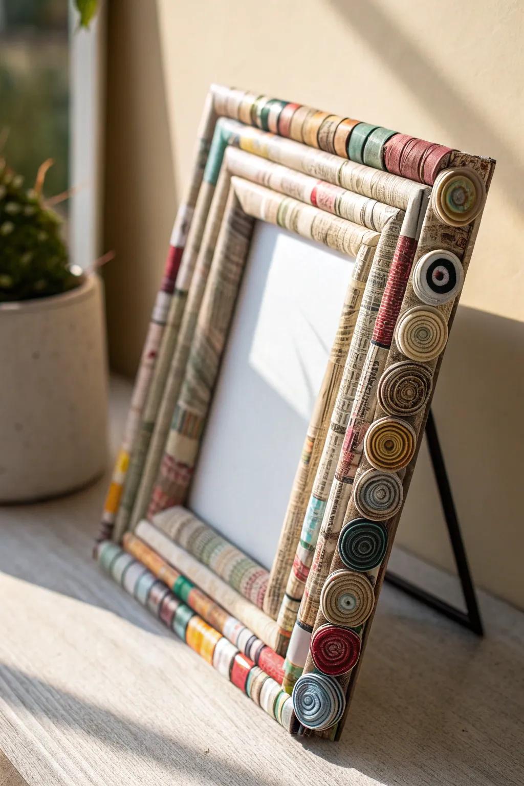 Transform your wall with a splash of color and creativity: Rolled Magazine Frames.