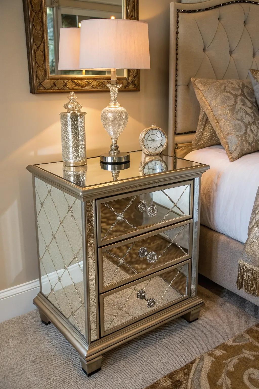 Mirrored accents add depth and glamour to your space.