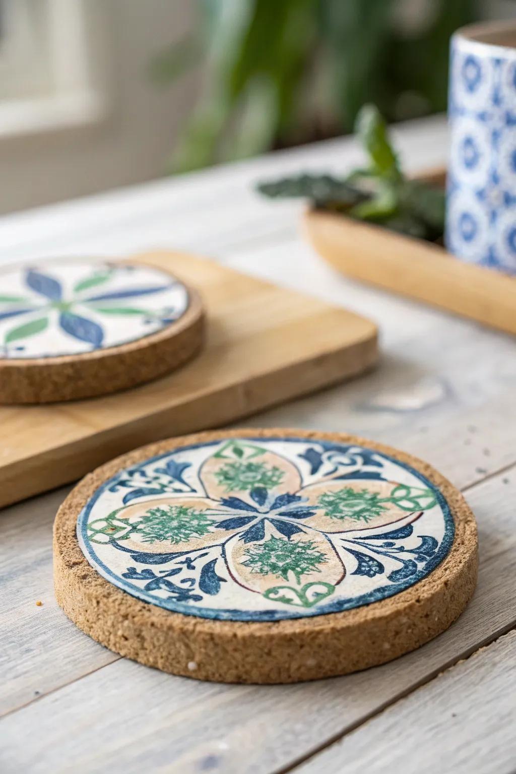 Elevate your space with handcrafted tile-inspired coasters, a perfect blend of Scandinavian simplicity and Mexican artistry.
