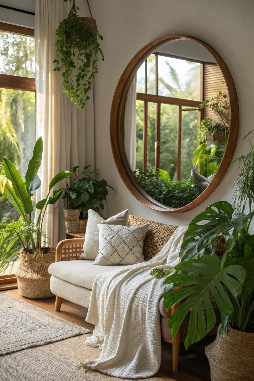 Organic mirrors add tranquility and harmony.