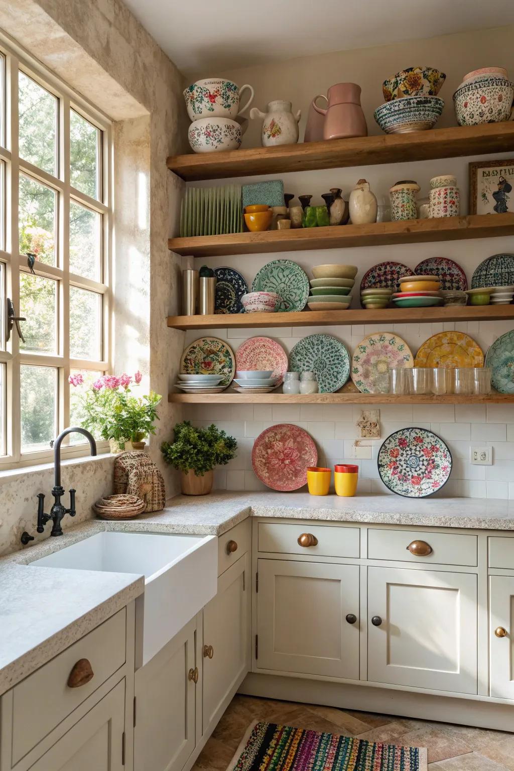 Open shelving for a curated and airy feel