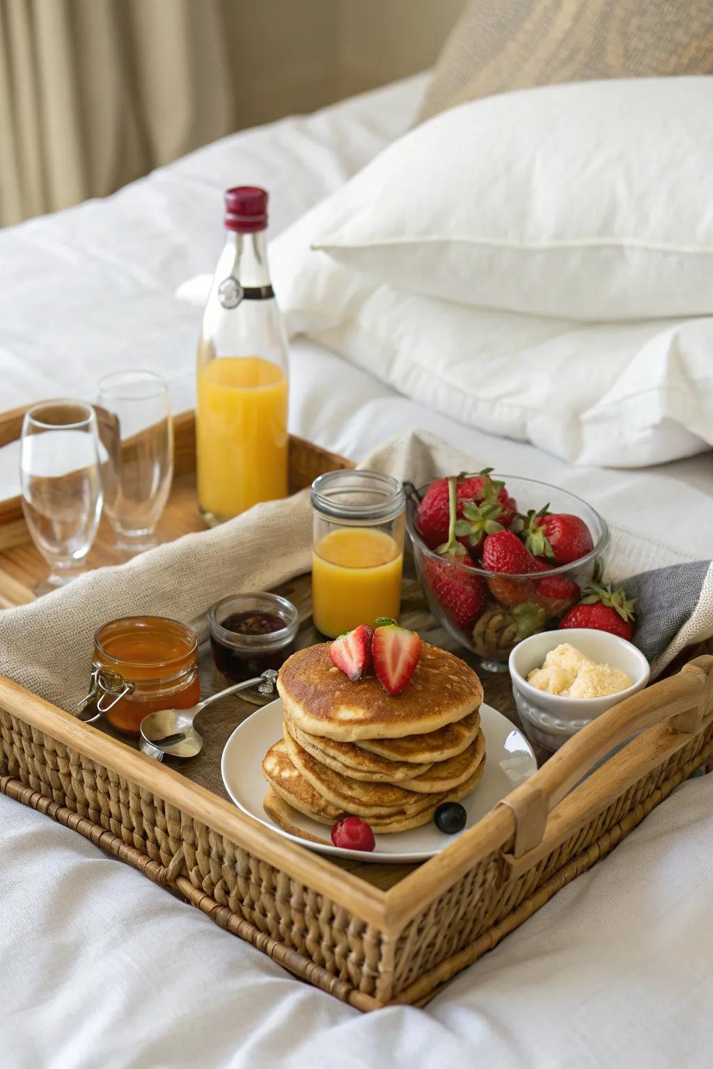 A breakfast in bed basket for a leisurely Mother's Day morning.