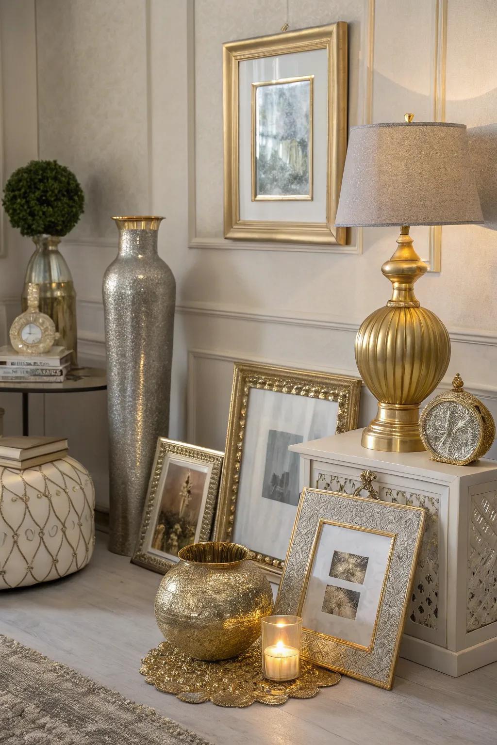 Metallics introduce a hint of luxury to a neutral space.