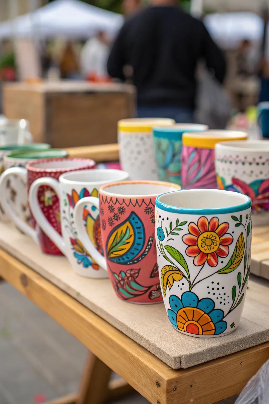 Hand-painted mugs to brighten up every morning.