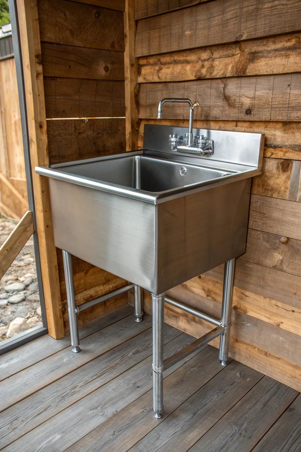 Streamlined Simplicity: The Ultimate Freestanding Utility Sink for Off-Grid Living.
