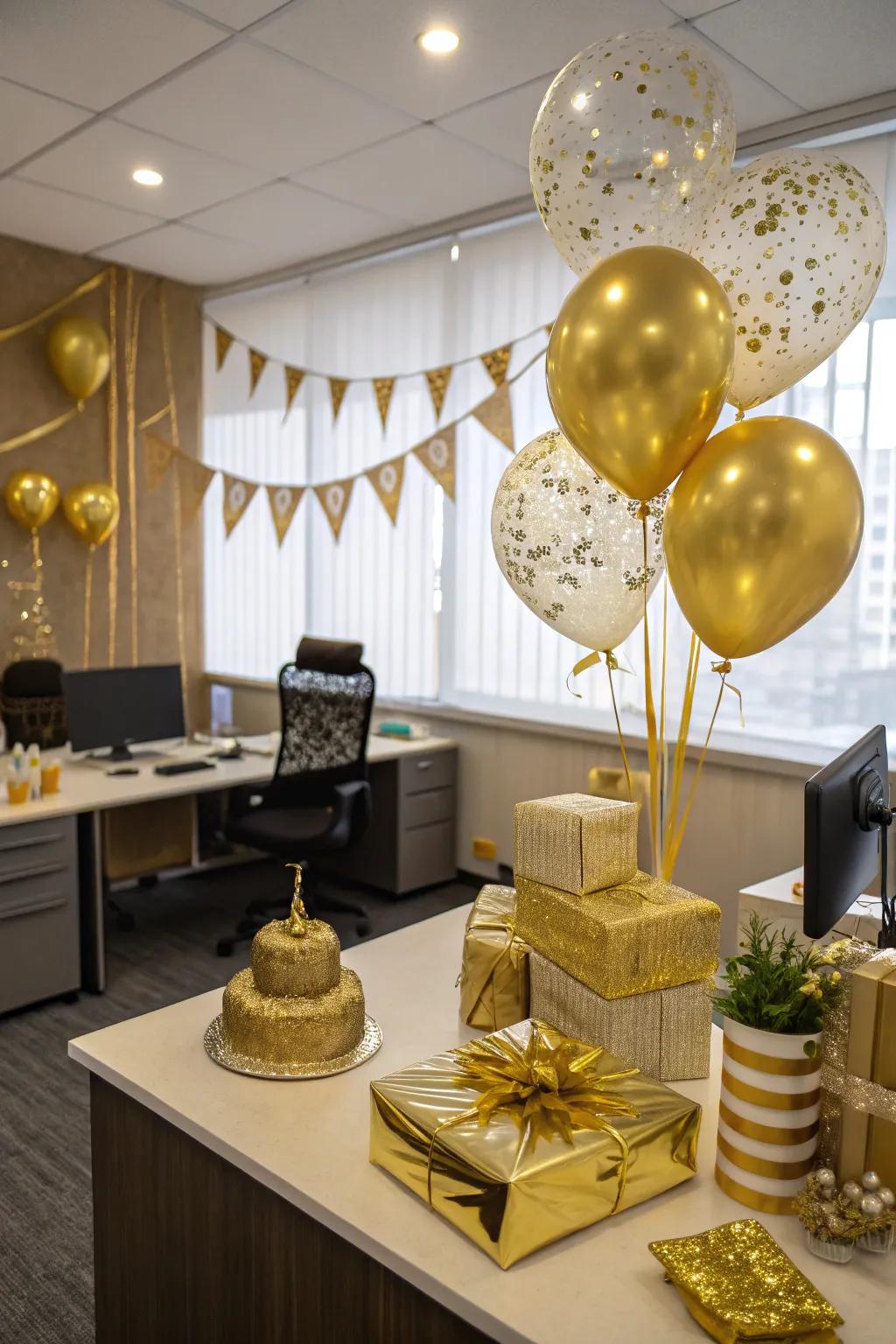 A golden birthday theme adds a touch of elegance.