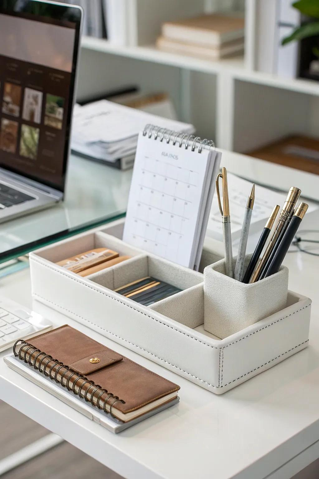 Chic organizers keep your office tidy and visually appealing.