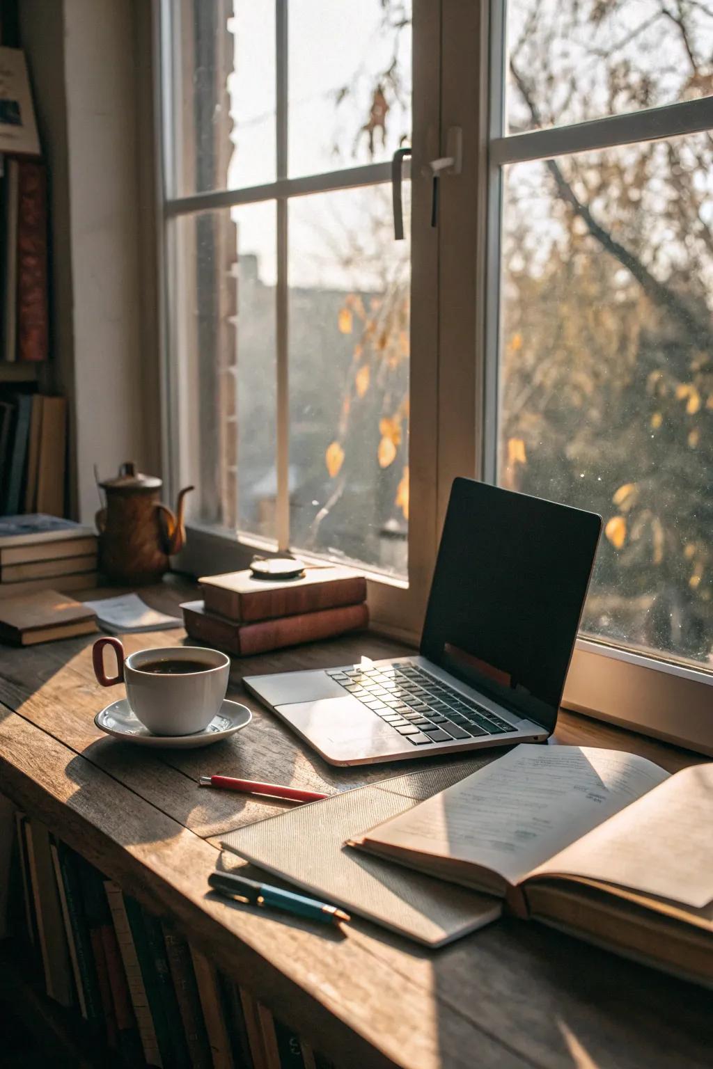 Harness the power of natural light with strategic desk placement.