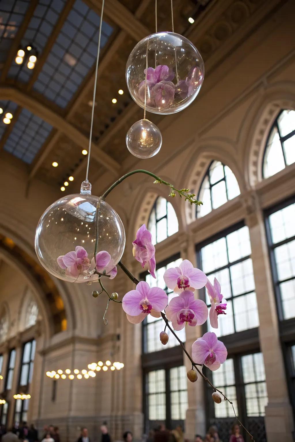 Create a magical ambiance with floating glass orbs.