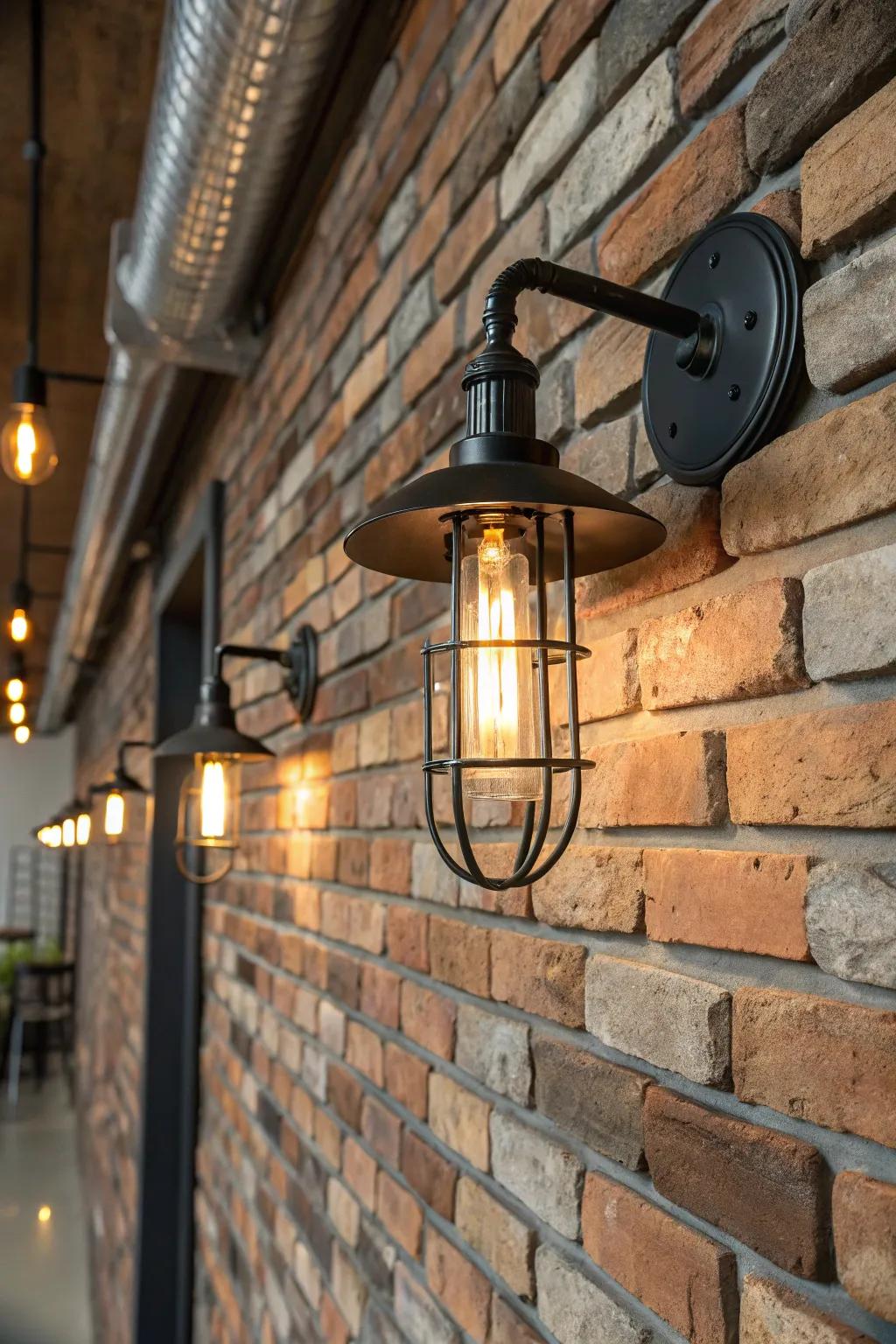 Industrial sconces add a touch of vintage charm.