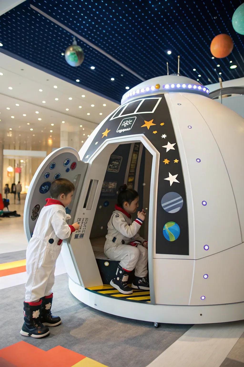 A space explorer's pod playhouse for out-of-this-world adventures.