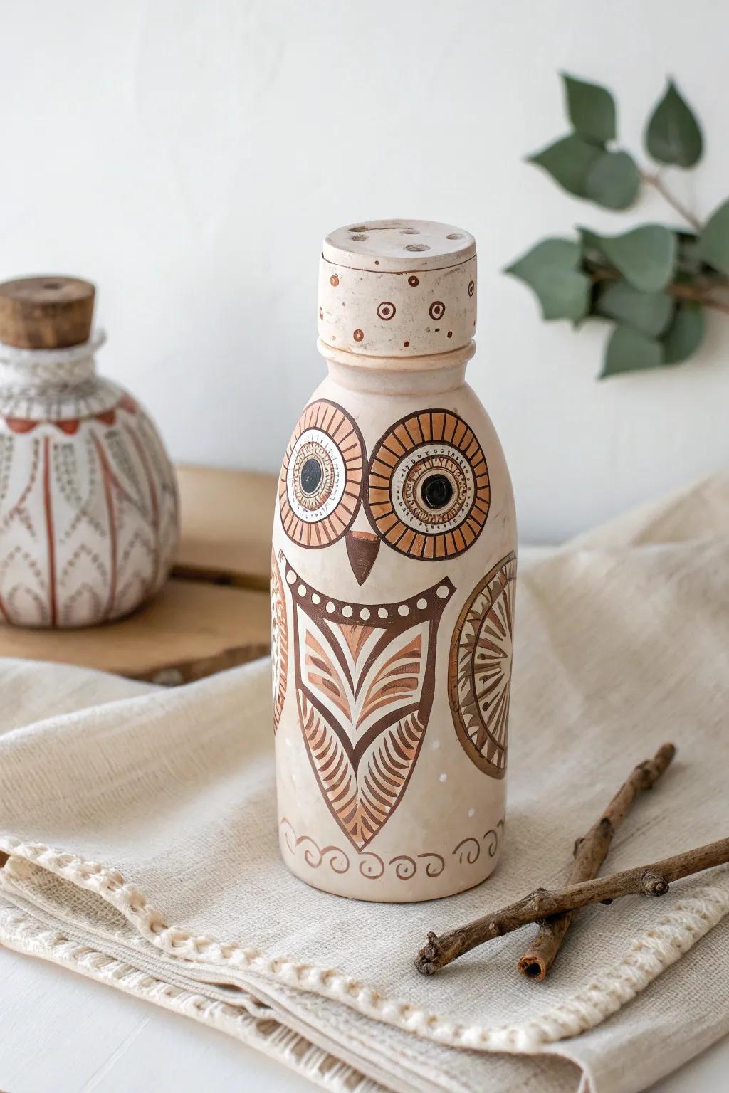 Transforming waste into whimsical art: Discover the beauty of upcycled plastic bottle owls.