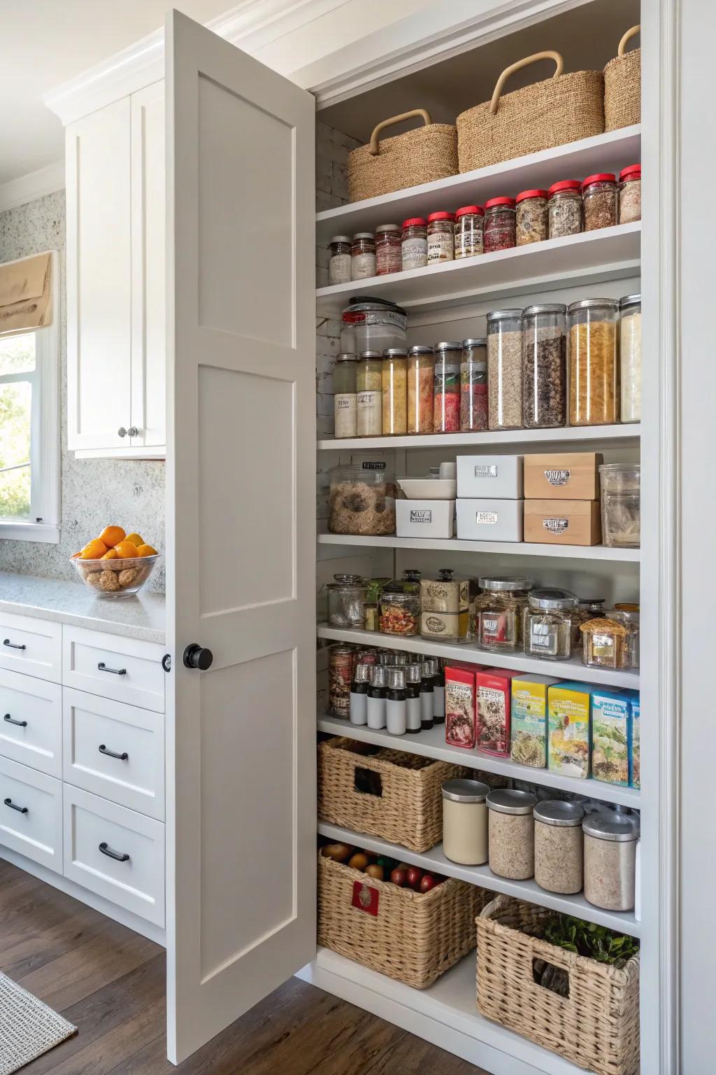 Vertical pantry storage for elegant, efficient organization.