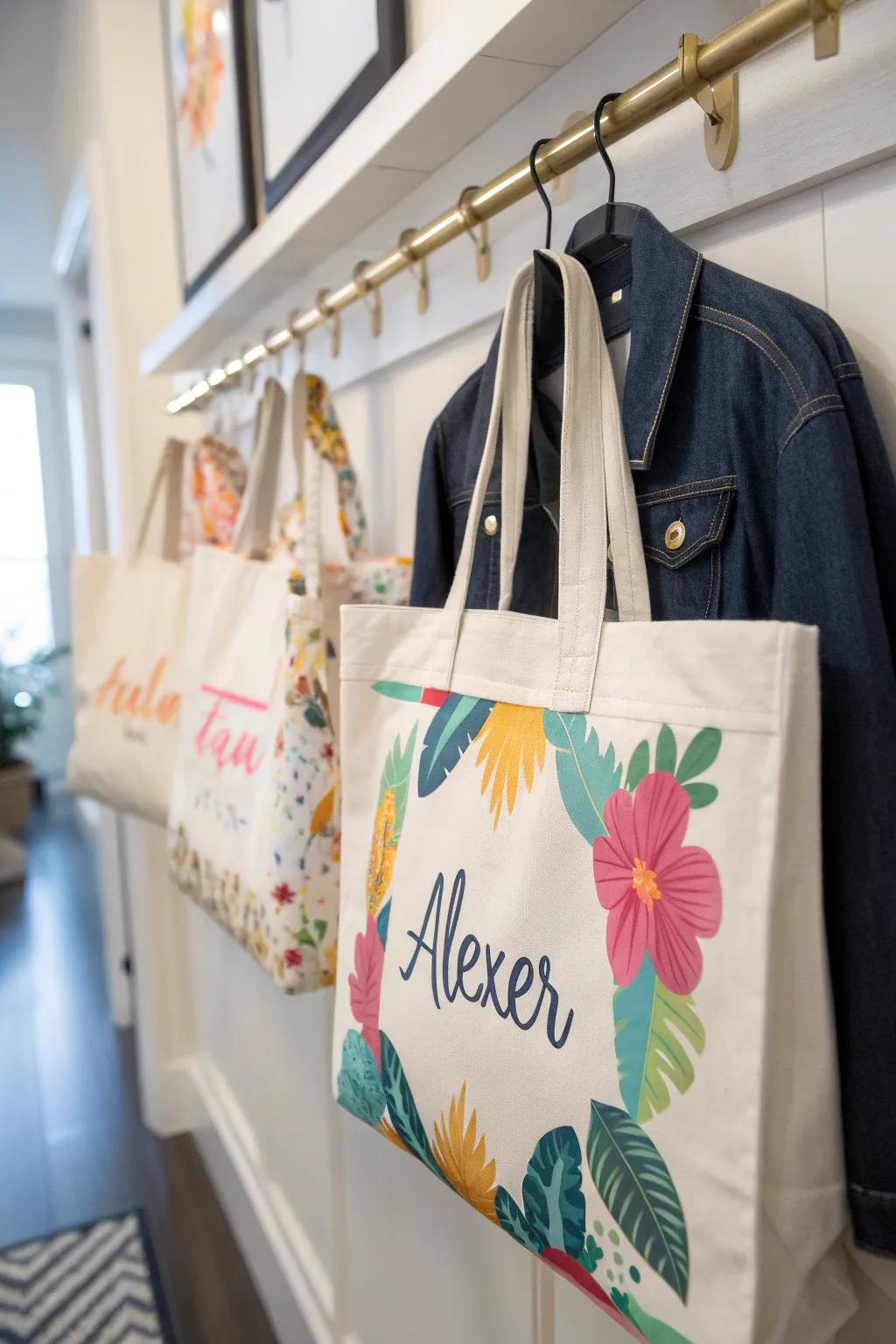 Personalized tote bags offer practicality with a personal touch.