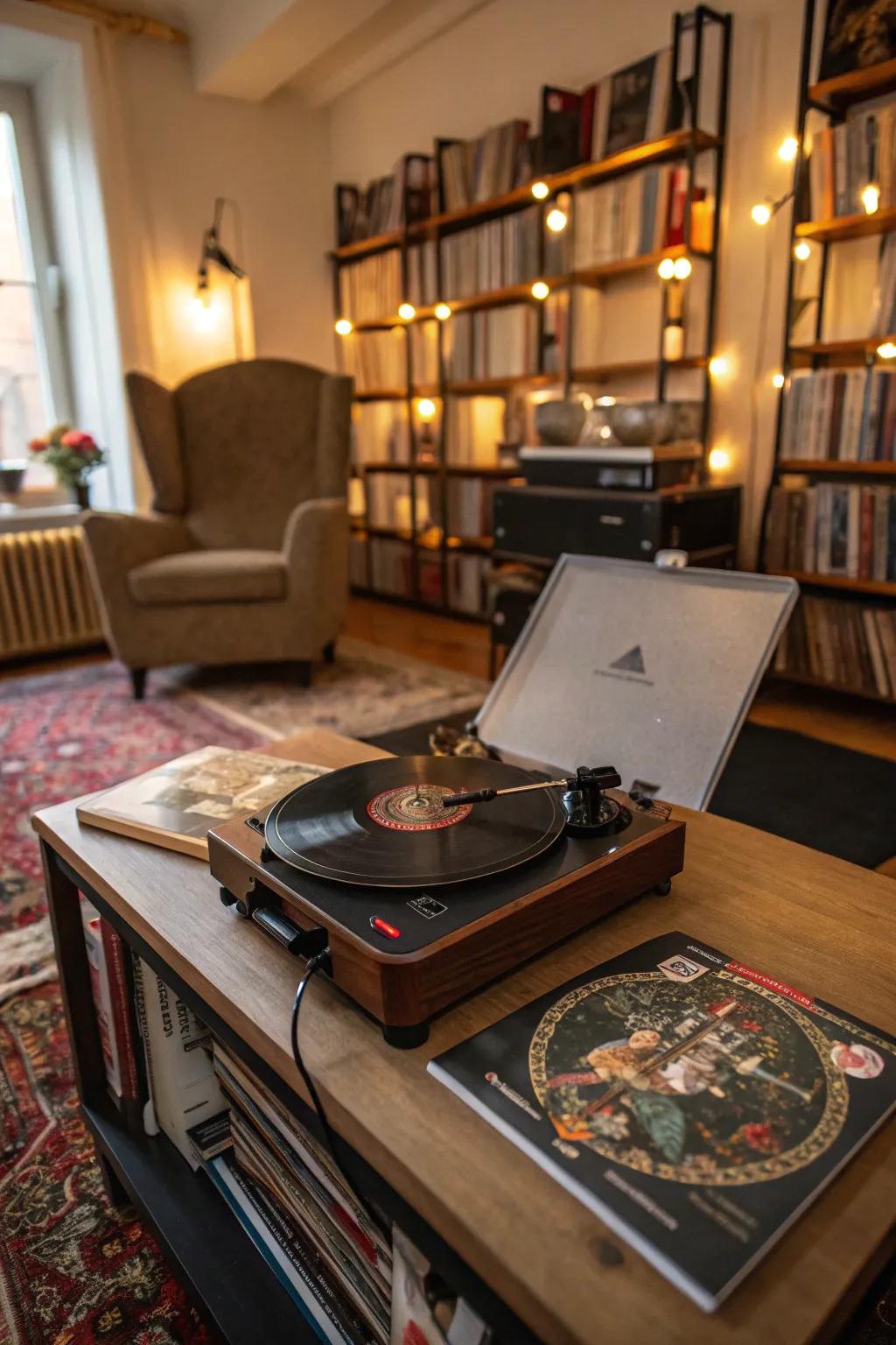 A custom vinyl record brings a personal touch to her favorite music collection.