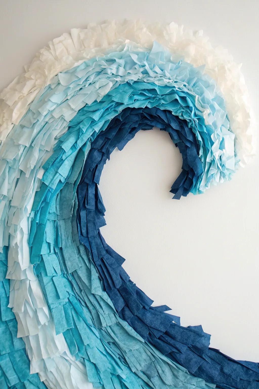 Embrace serenity and craftsmanship with waves of crepe paper beauty.