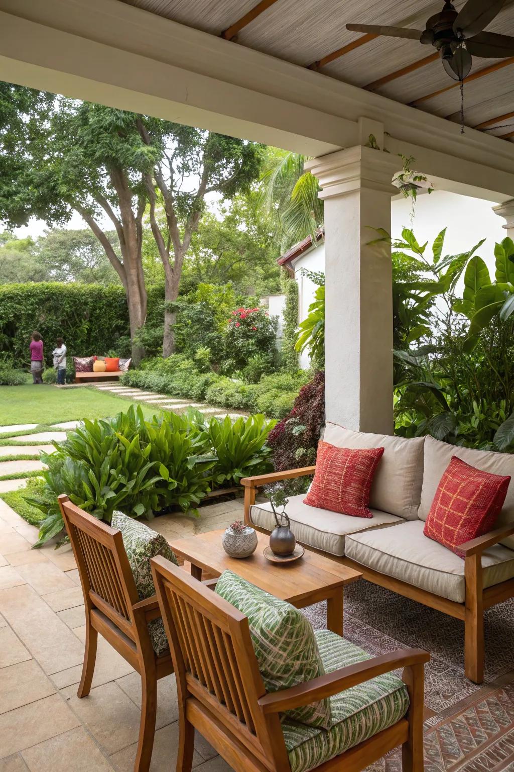 Transform outdoor spaces with inviting pillows.