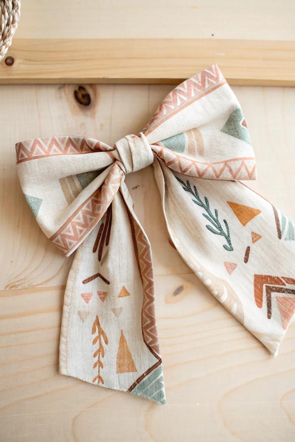 Transform old into new: Craft a stunning bow from recycled materials, embracing simplicity and natural beauty.