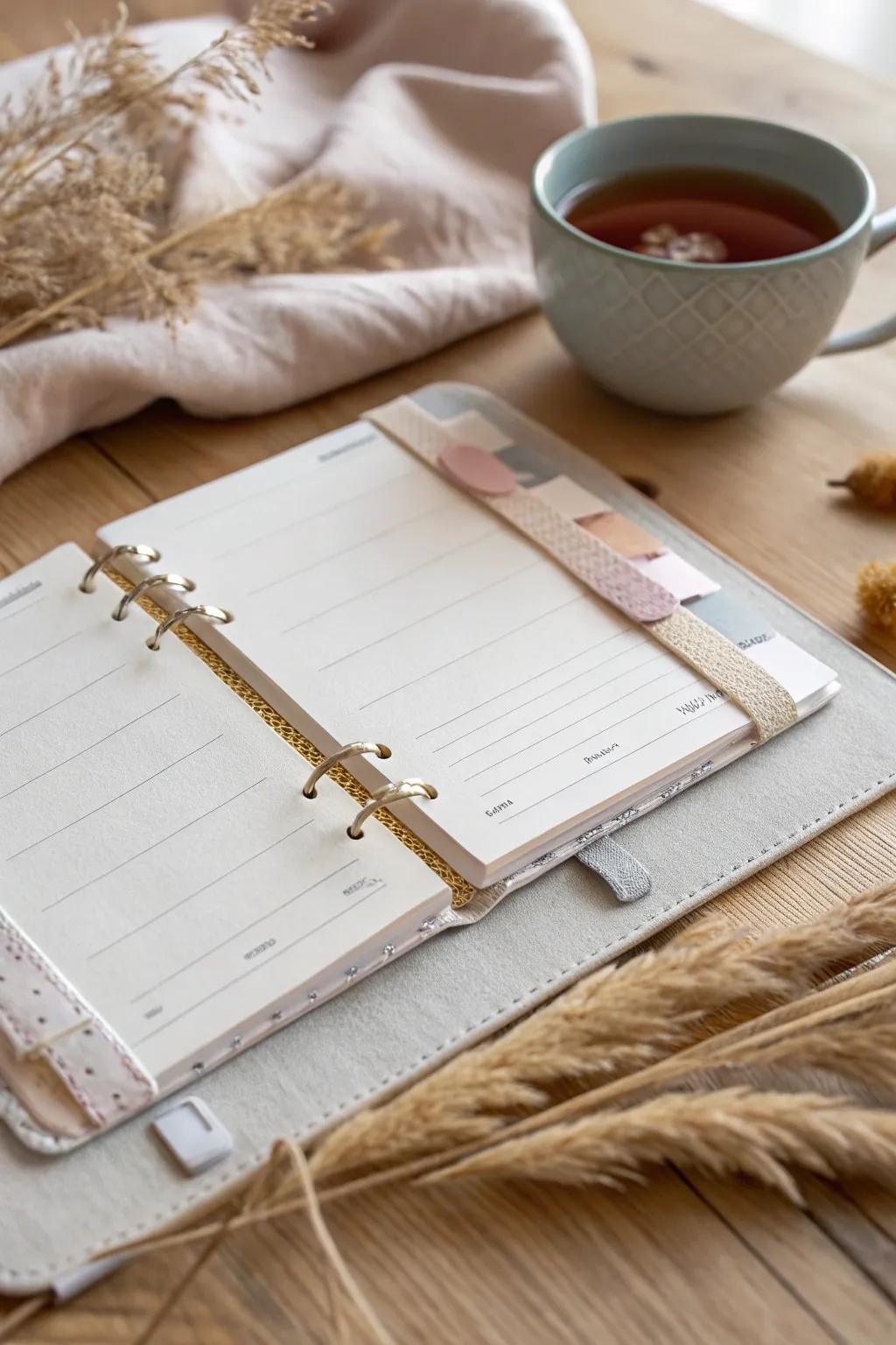 Add a touch of cozy elegance to your planner with fabric strip tabs. Simplify and beautify your organization with minimalist charm.