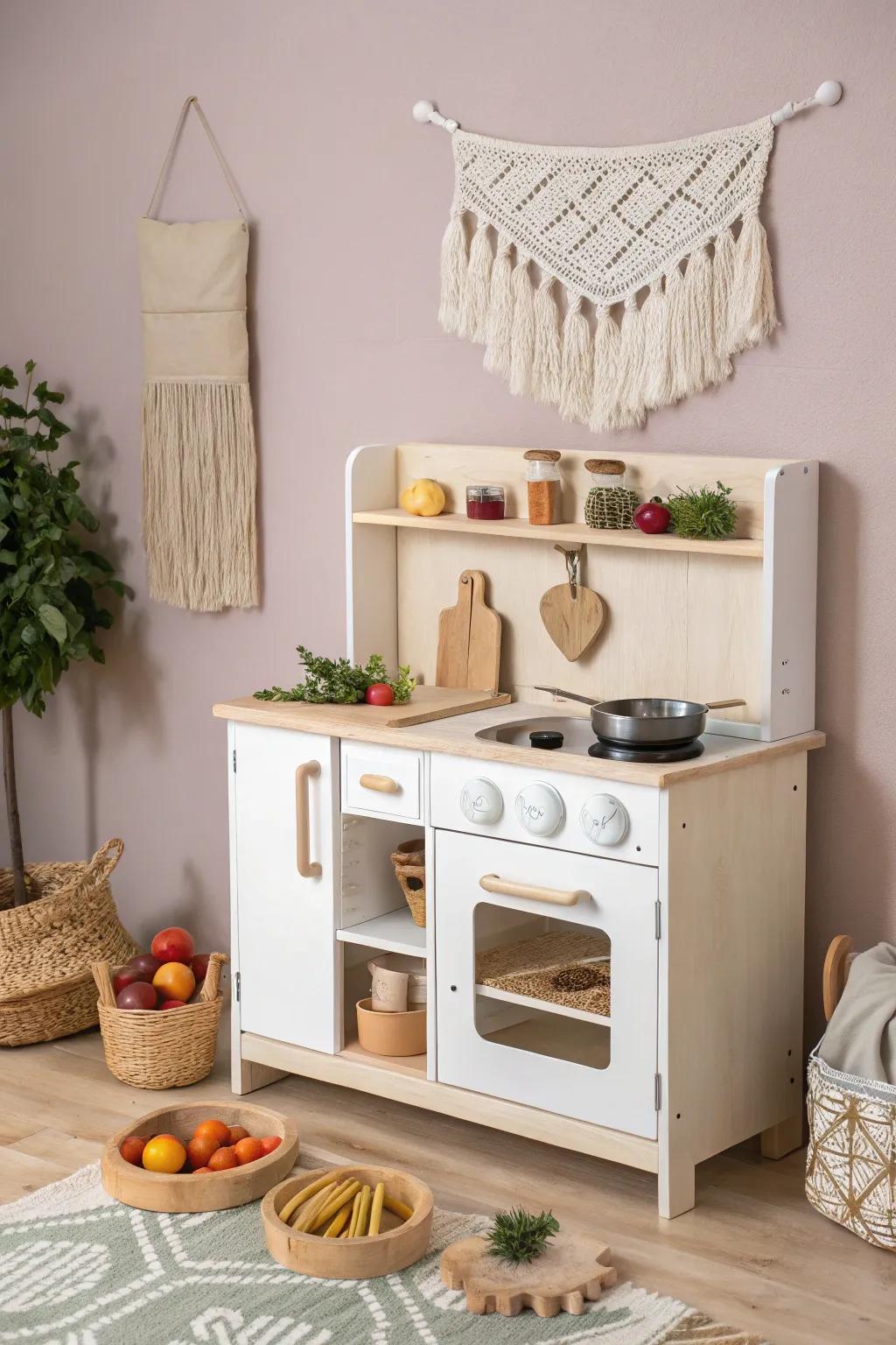 Culinary adventures start here: A minimalist play kitchen for endless imaginative play.