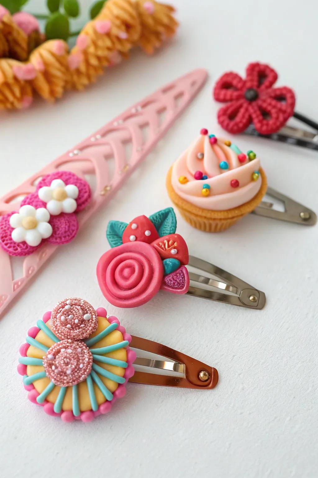 Add flair to your hair with stylish polymer clay accessories.