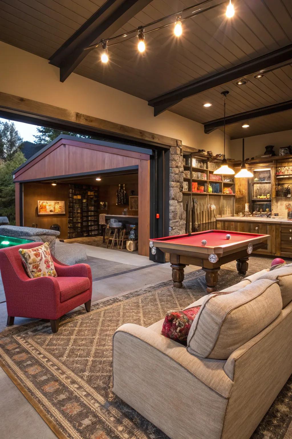 A lounge area provides comfort and invites social interaction in your pool room.