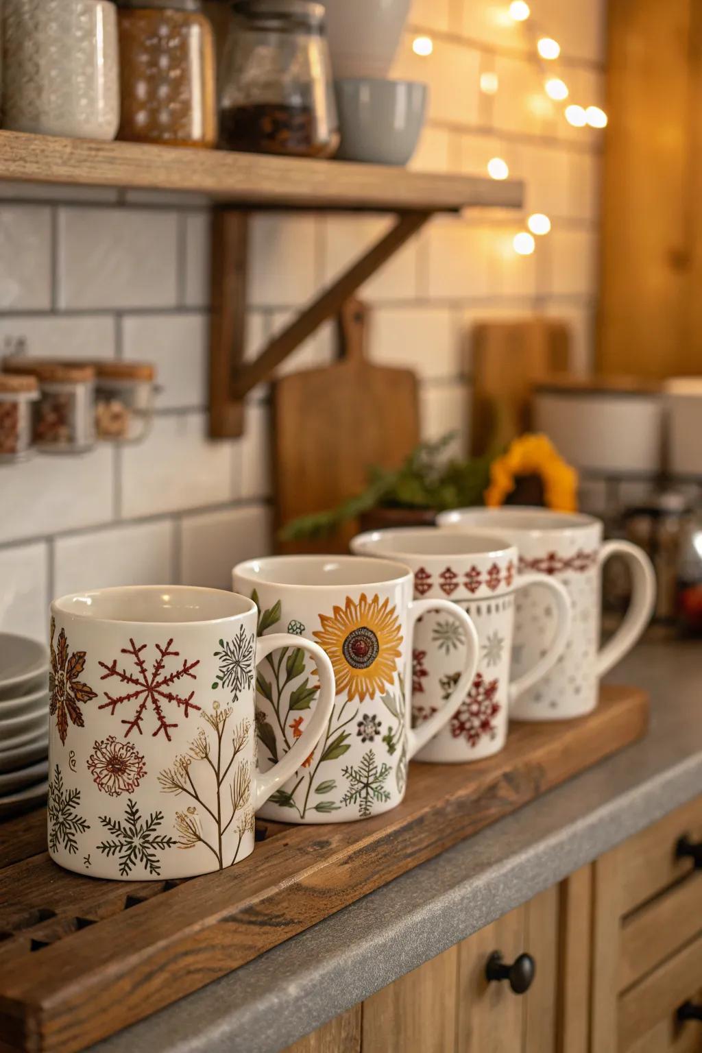 Seasonal designs bring a festive touch to your pottery.