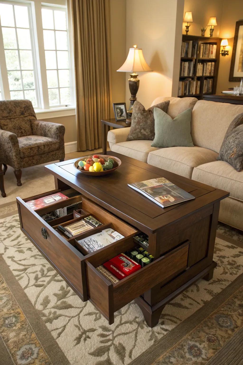 Furniture with hidden storage combines style and utility.