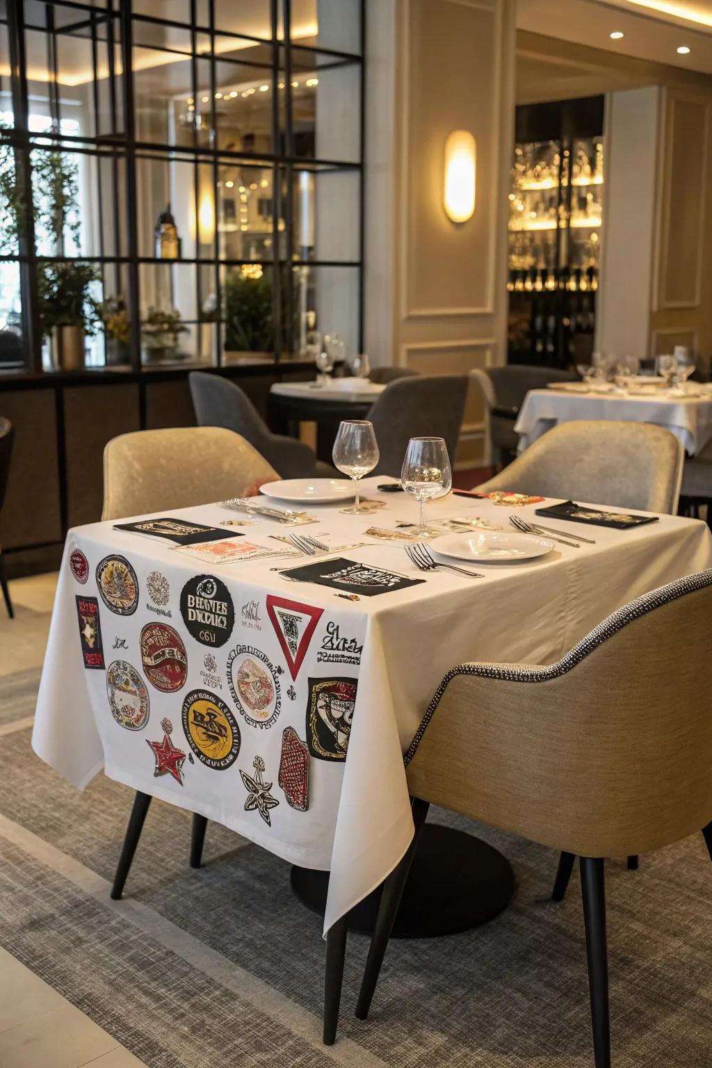 Make your meals more memorable with a punk patch tablecloth.