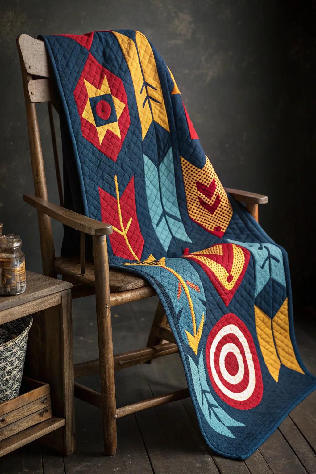 Dynamic arrow and target quilt patterns that stand out in style and craftsmanship.