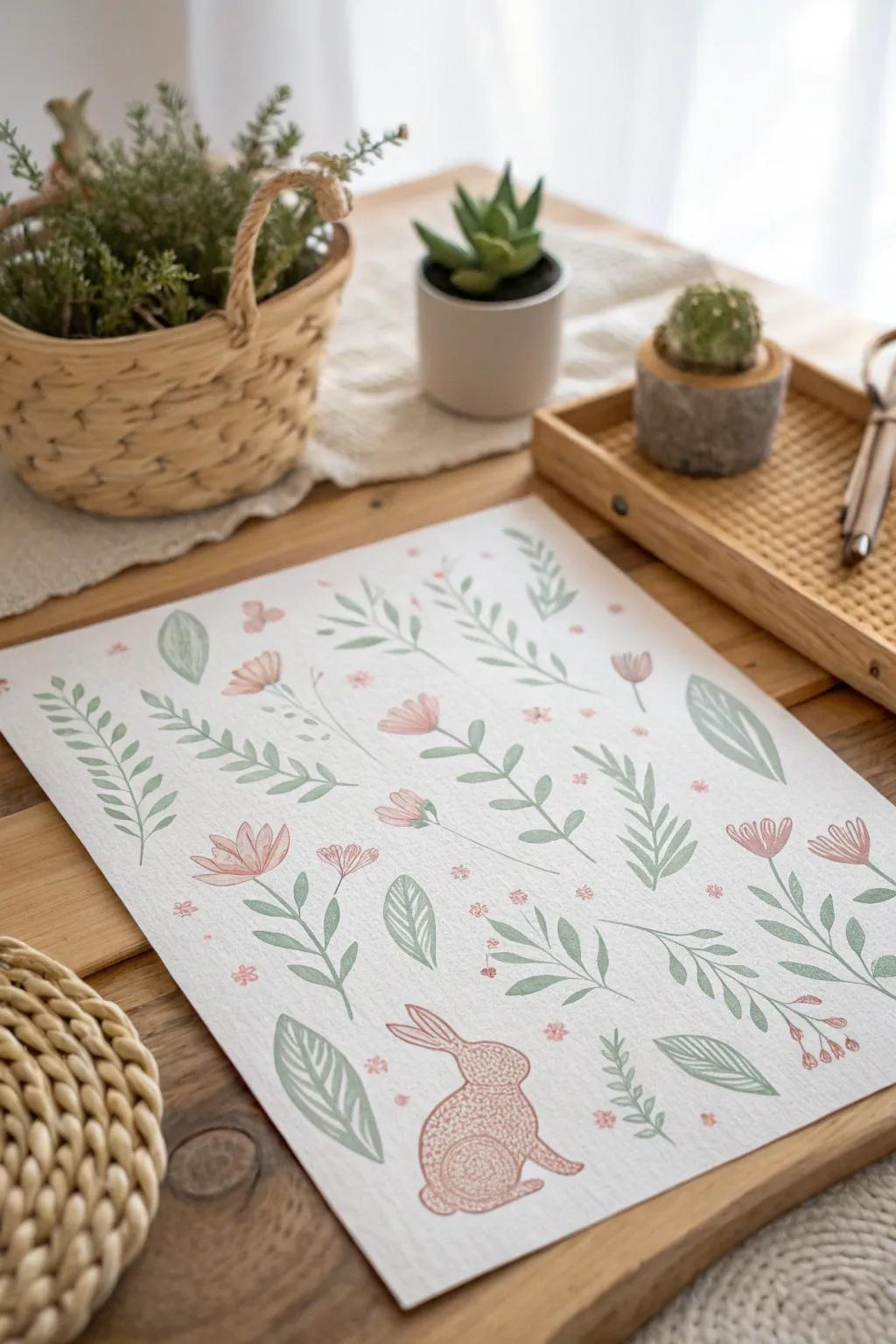 Embrace the charm of whimsical rabbit patterns for a touch of serenity in your decor.