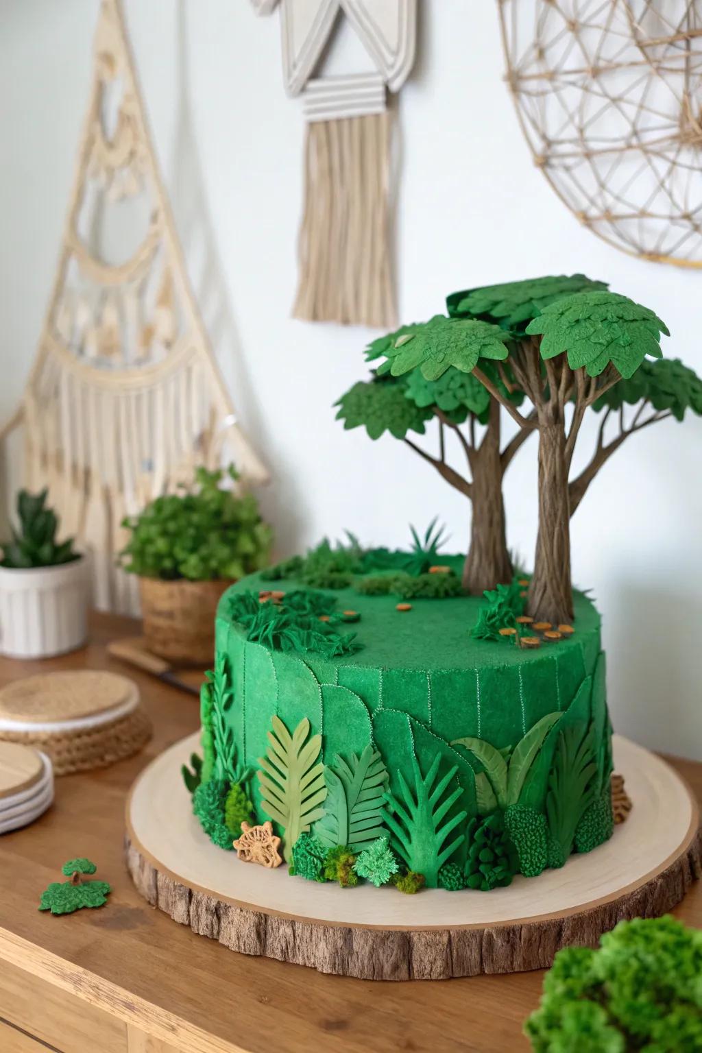 Discover the art of simplicity with a lush green canopy diorama that whispers the secrets of the jungle.
