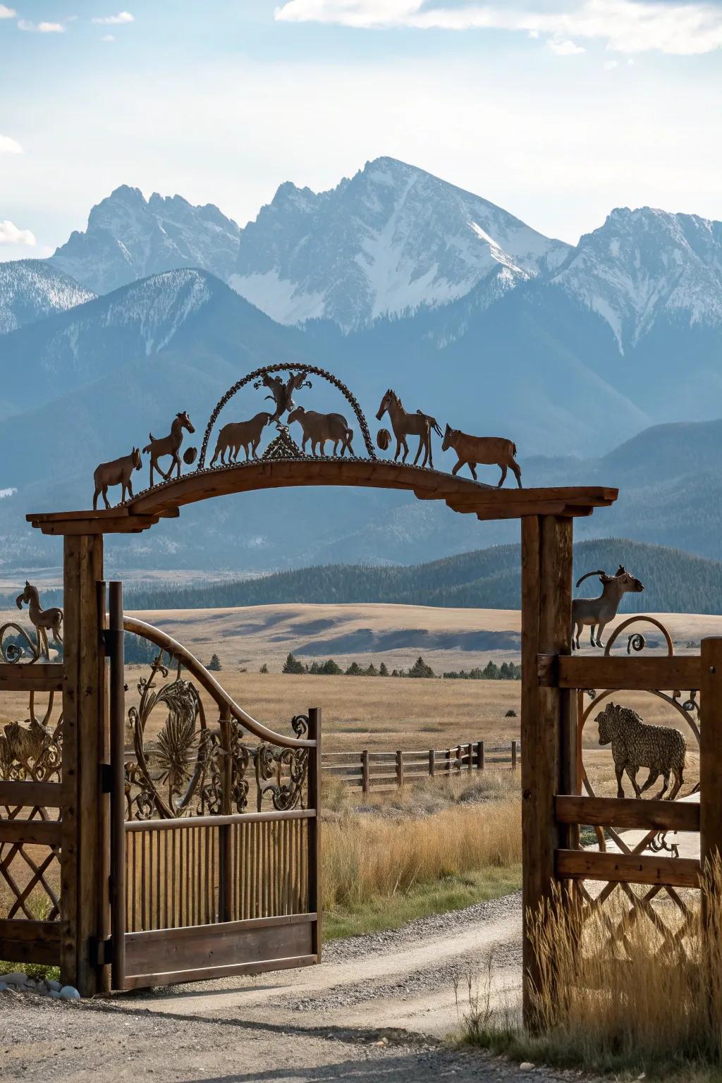 A themed gate design that reflects the ranch's identity.