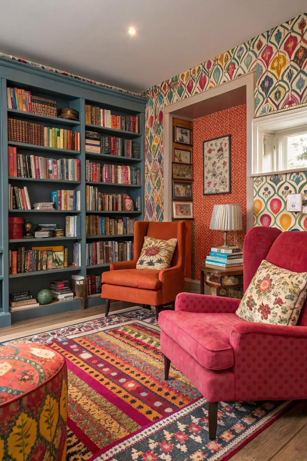 Eclectic styles bring personality and fun to your reading space.