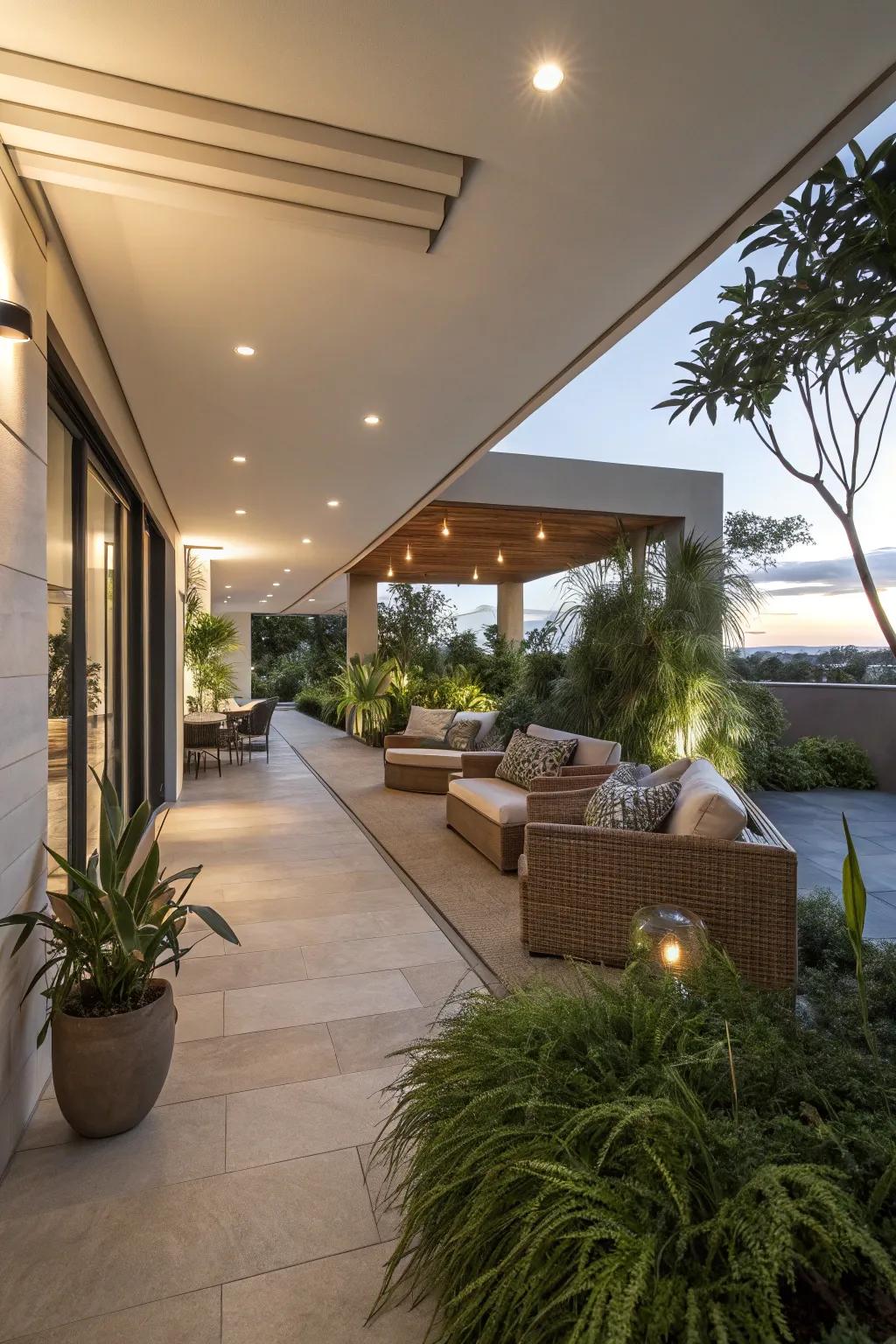 Enhance your outdoor living space with recessed lighting.